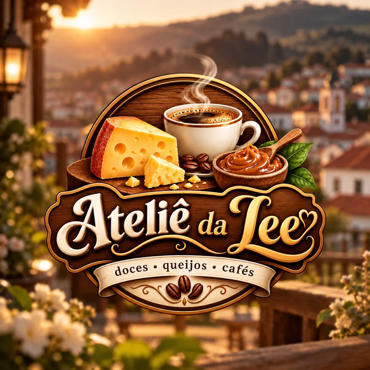 Selo do Ateliê da Lee com Juruaia ao fundo